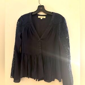 Elizabeth and James Navy Silky Blouse (s)